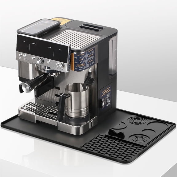 Silicone Coffee Maker Mat for Nin ja Luxe Espresso Coffee Machine ES601/ES701 & Suitable for Breville Barista Express & Delonghi - 23"x15" Large Anti-Slip Heat-Resistant Bar Mat (Black)