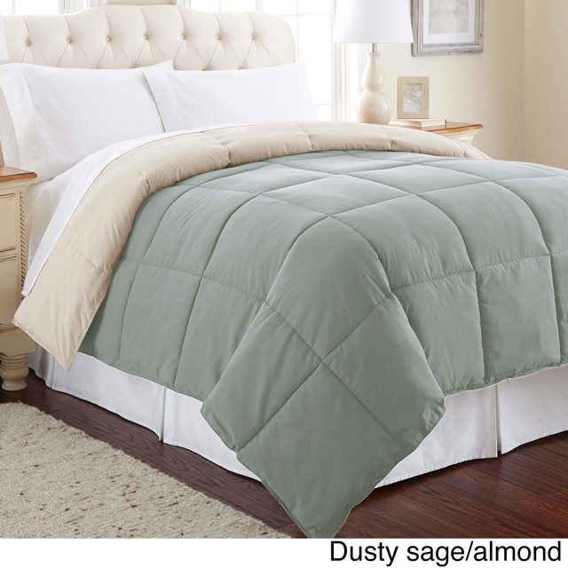 Modern Threads Down Alternative Microfiber Quilted Reversible Comforter/Duvet Insert Ultra Soft Bedding-Medium Warmth for All Seasons, Twin, Seafoam/Almond