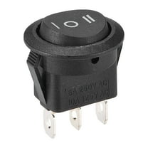Boat Rocker Switch Round Toggle Switch Black for Boat Car Marine ON/OFF/ON AC 250V/6A 125V/10A, 1pcs