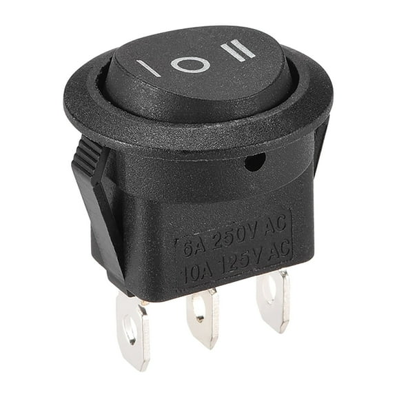 Boat Rocker Switch Round Toggle Switch Black for Boat Car Marine ON/OFF/ON AC 250V/6A 125V/10A, 1pcs