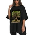 thumbnail image 4 of Plus Size Shirt for Women Black Tops for Women Short Sleeves Shirt for Women Tree T Shirt Crewneck Shirt for Women XS, 4 of 5