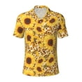 thumbnail image 2 of Daiia Abstract Leopard Print Sunflower Pattern Men’s Polo Shirts,Solid Deck Shirt,Classic Fit, Breathable Cotton Polo for Casual and Sport Wear-X-Large, 2 of 7