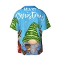 thumbnail image 6 of Lsque Merry Christmas Gnome print Men's Cuban Collar Short Sleeve Shirt Summer Beachwear Casual Button Down Fashionable Vacation Leisure Shirt-Small, 6 of 7