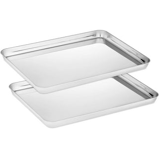 4 PCS Baking Sheet for Oven, Stainless Steel Baking Pans Toaster Oven Tray,  Zacfton Cookie Sheets for Baking, Non Toxic & Healthy, Easy Clean 