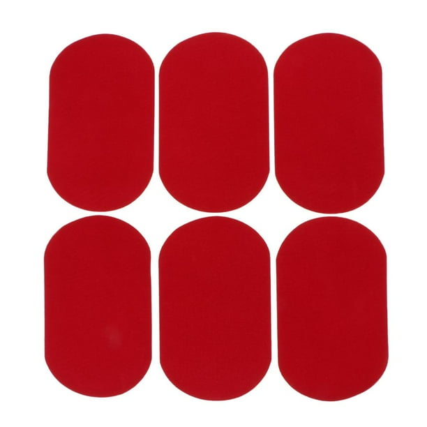 6 coderas de cuero ovaladas para decorar chaquetas y pantalones. rojo
