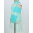 thumbnail image 6 of iiniim Kids Girls Halter Cutouts Modern Lyrical Dance Leotard Tulle Dress Ballet Latin Jazz Ice Skating Mint Green 10, 6 of 7