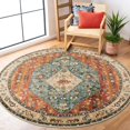 thumbnail image 1 of Alfombra redonda Lahome Boho Tribal de 150 cm, lavable, color azul oxidado y opaco, 1 of 9