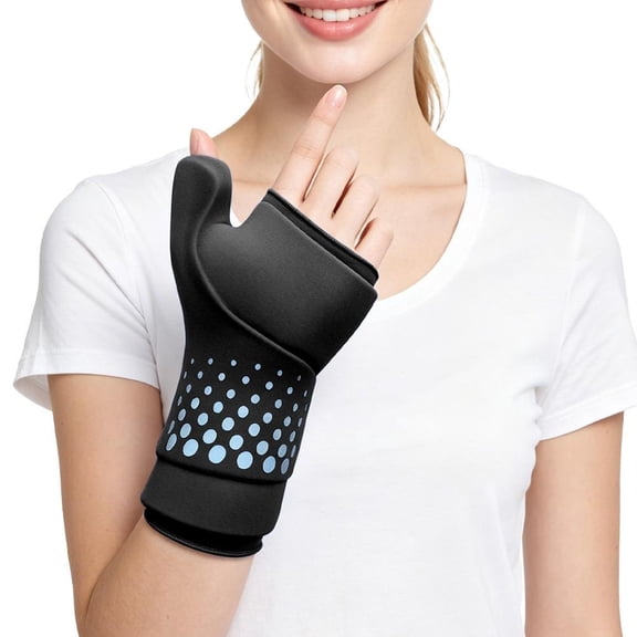 Hot Cold Therapy Wrap for Wrist and Thumb, Reusable Gel Ice Pack Hand Glove for Swelling Recovery, Comfortable Support for Men Women - BLACK_S/M