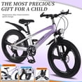 thumbnail image 4 of Baprem 20" Mountain Bike for Kids Boys Girls Ages 8-12 Years, 7 Speed Disc Brake Kids Bike Bicycle, Magnesium Alloy Frame MTB with Front Suspension & Headlight, Purple, 4 of 9