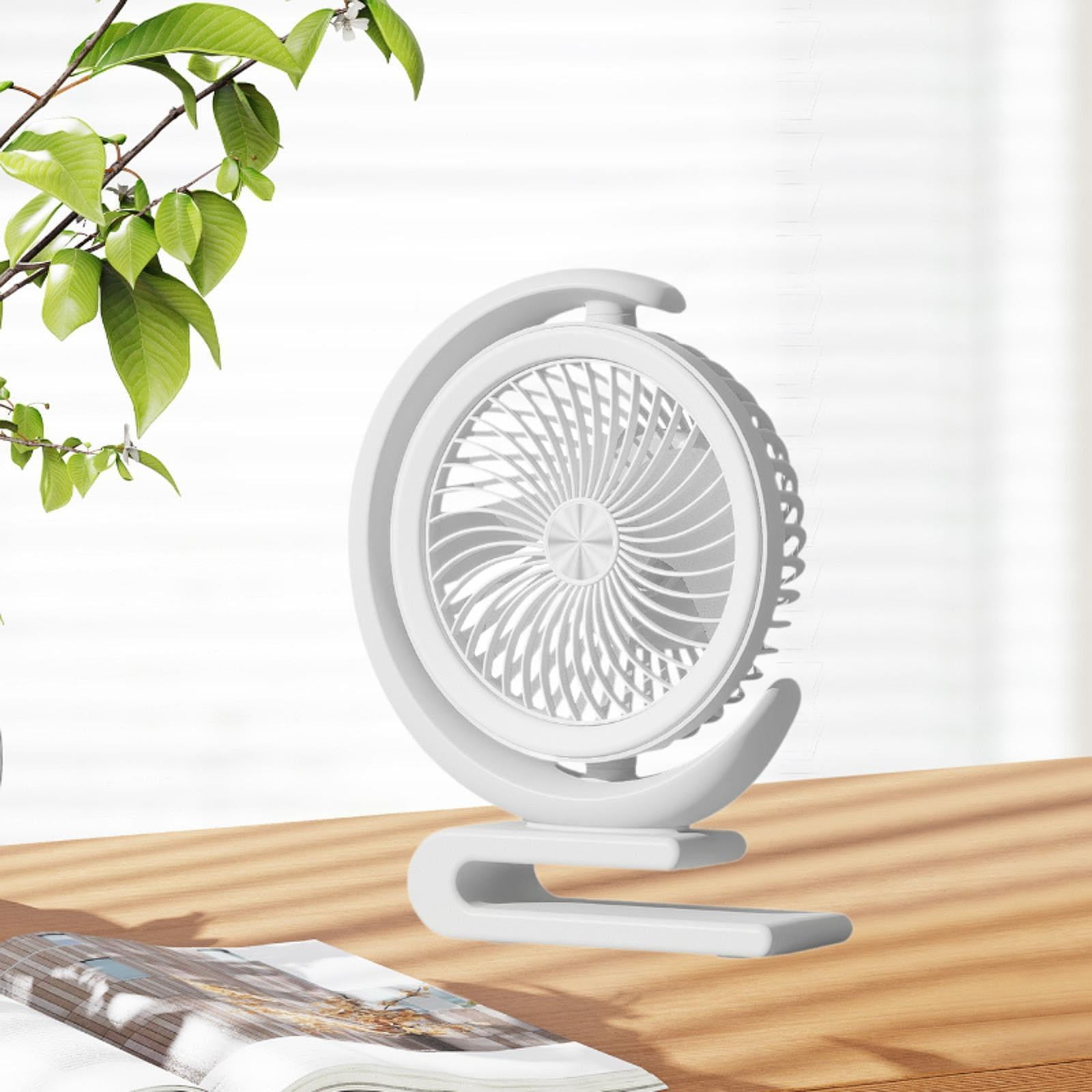 Baoblaze Desktop Fan Portable with Night Light for Dorm Bathroom Kitchen White