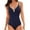 Blue, variant on One Piece Swimsuits for Women V-Neck Solid Cutout Bikini, Casual Bikini Spaghetti Straps Push-Up Open Back with Removable Pads Bathing Suit, Blue M