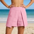 thumbnail image 5 of Nmnitkp Shorts for Women High Waisted Linen Blend A-Line Wide Leg Shorts, Plus Size Casual Pleated Summer Shorts, Lightweight for Beach Vacation & Daily Wear Pink,XL, 5 of 6