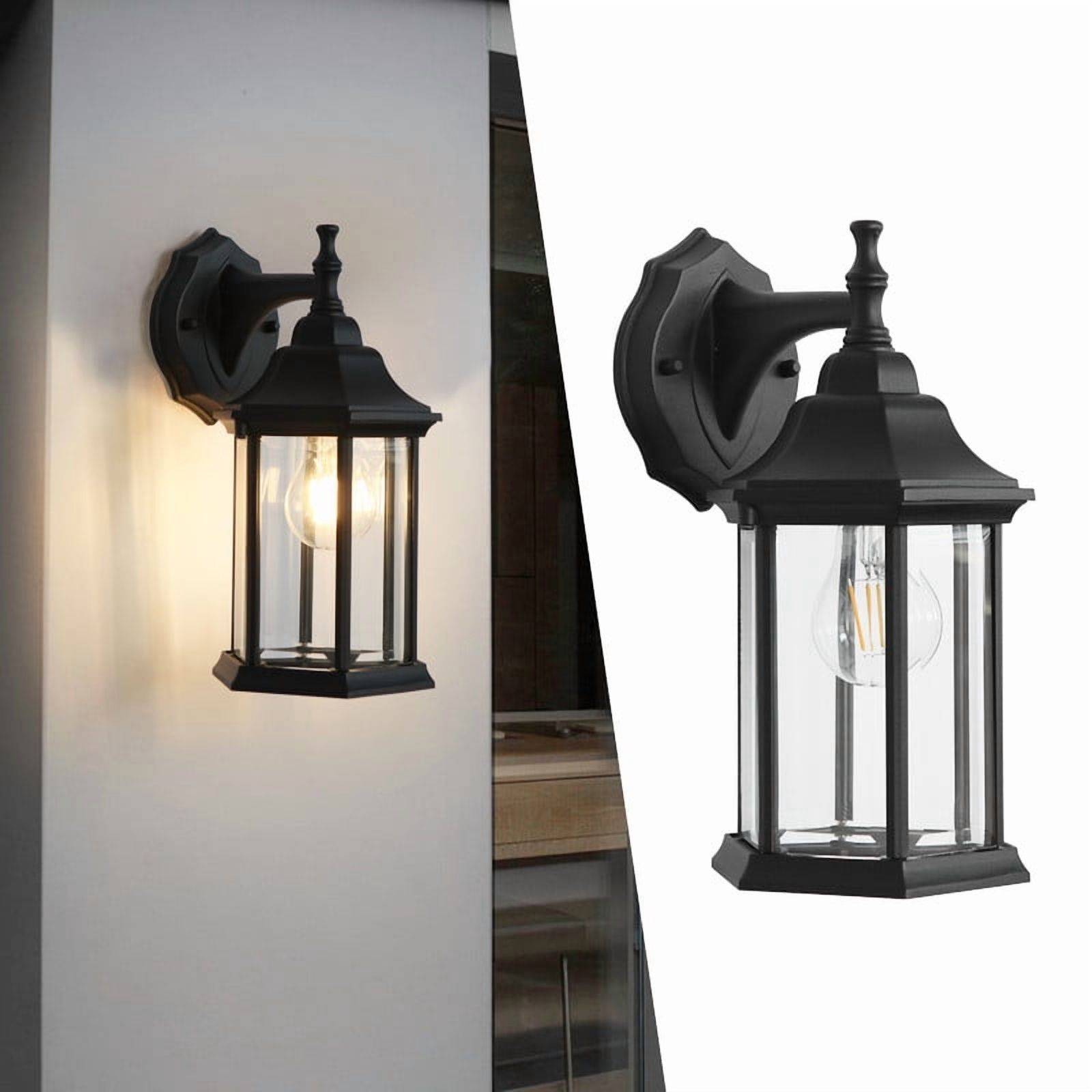 Lucere 2Packs Outdoor Porch Wall Lights Fixture, Waterproof Exterior Lantern Wall Sconce, Garden Lamp With Clear Glass Shape,Perfect For Farm, Patio,Balcony, Front Door, Entryway