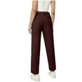 thumbnail image 6 of 7-16 Years Middle Aged Girls And Fashion Solid Color Mid Waist Pocket Straight Tube Decorative Buckle Pants, 6 of 6