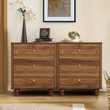 YOCWO 3 Drawer Nightstand, Classic Chest of Drawers with Arc Edge, Walnut - Walmart.com
