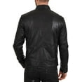 thumbnail image 3 of Men's Genuine Lambskin Leather Jacket Biker Soft Stylish Blue Motorcycle Jacket A039, 3 of 4