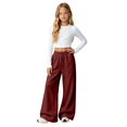 thumbnail image 2 of UACY Girls Sweatpants Wide Leg Drawstring Baggy Kids Pants Open Bottom Casual Loose Teen Joggers with Pockets (Wine, 9-10 Years), 2 of 8