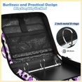 thumbnail image 4 of Zipper Binder with Shoulder Strap 2 inch 3 Ring Waterproof File Folder Organizer Bag 500 Sheet Neon Purple Leopard Print, 4 of 8