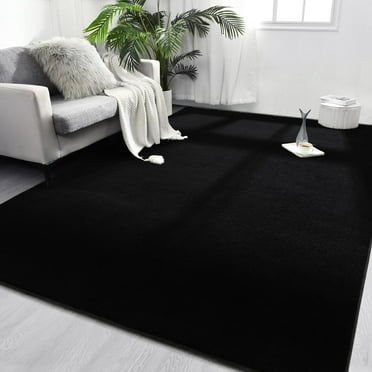 Area Rugs for Bedroom Living Room, 5x8 Black Super Soft Comfy Thickened Memory-Foam Indoor Carpets, Modern Aesthetic Minimalist Carpet