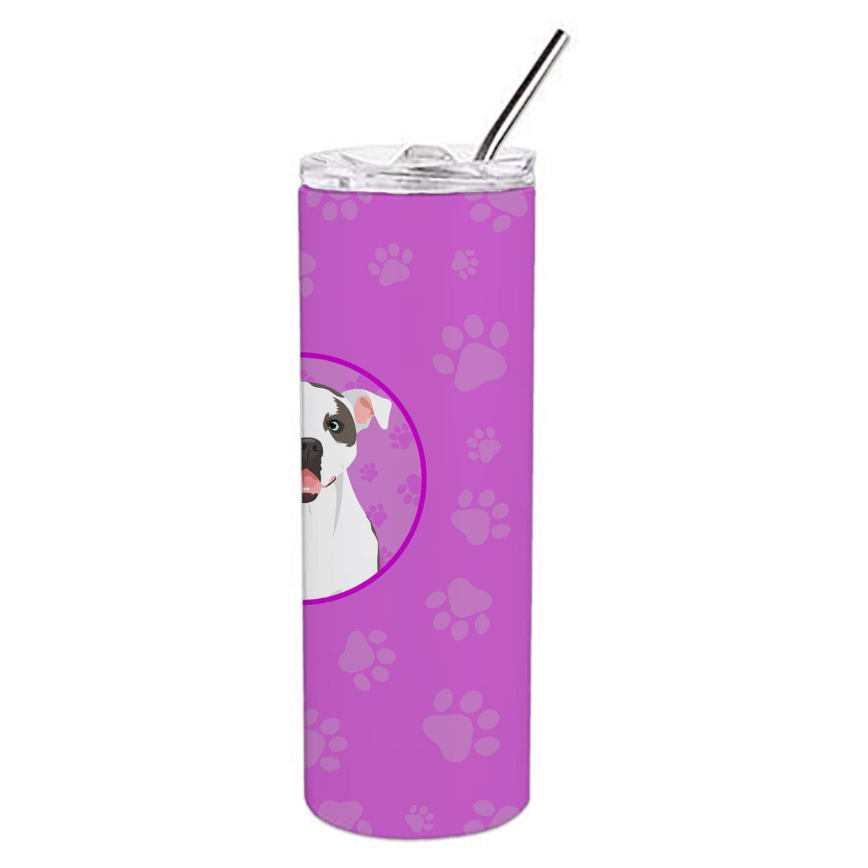 Pit Bull White #3 Stainless Steel 20 oz Skinny Tumbler 3 in x 8.25 in