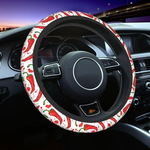 Car Steering Wheel Cover for Women Men, Non-Slip Breathable Steering Wheel, Coffee Theme Steering Wheel Protector, Car Accessories