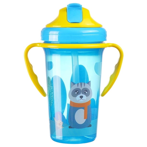 Vaso de agua de gran capacidad a prueba de goteo con tapa y asa, aislamiento térmico, anti-quemaduras, anti-caída, vaso para beber para niños