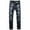 Black, variant on uublik Men's Biker Moto Washed Distressed Slim Fit Straight Jeans Ripped Denim Black
