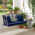 thumbnail image 5 of SHANNA Outdoor Bench Cushion with 2 Pillowcase, Waterproof Garden Bench Cushions for Outdoor Furniture, Patio Porch Swing Replacement Seat Pad with Ties, Navy Blue, 60"x20"x3", 5 of 12