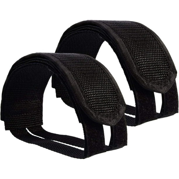 Correas para pedales de bicicleta - Juego de 2 - Tiras para reposapiés de bicicleta de nailon resistente - Accesorio de bicicleta ajustable Bicicleta estática estática - Negro