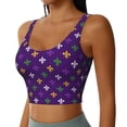 thumbnail image 2 of Vsdgher Purple Mardi Gras Print Women Sleeveless Athletic Tank Top Built-in Bra Camisole Sports Vest for Yoga Running Fitness Exercise with Removable Pads, 2 of 8