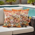 thumbnail image 4 of Fall Orange Pumpkins Outdoor Waterproof Pillow Covers, Thanksgiving Cute Cow Rustic Maple Leaves Decorative Square Throw Pillowcase Sofa Cushion Sham for Patio/Couch/Chair, 26"x26" 2 Pack, 4 of 8
