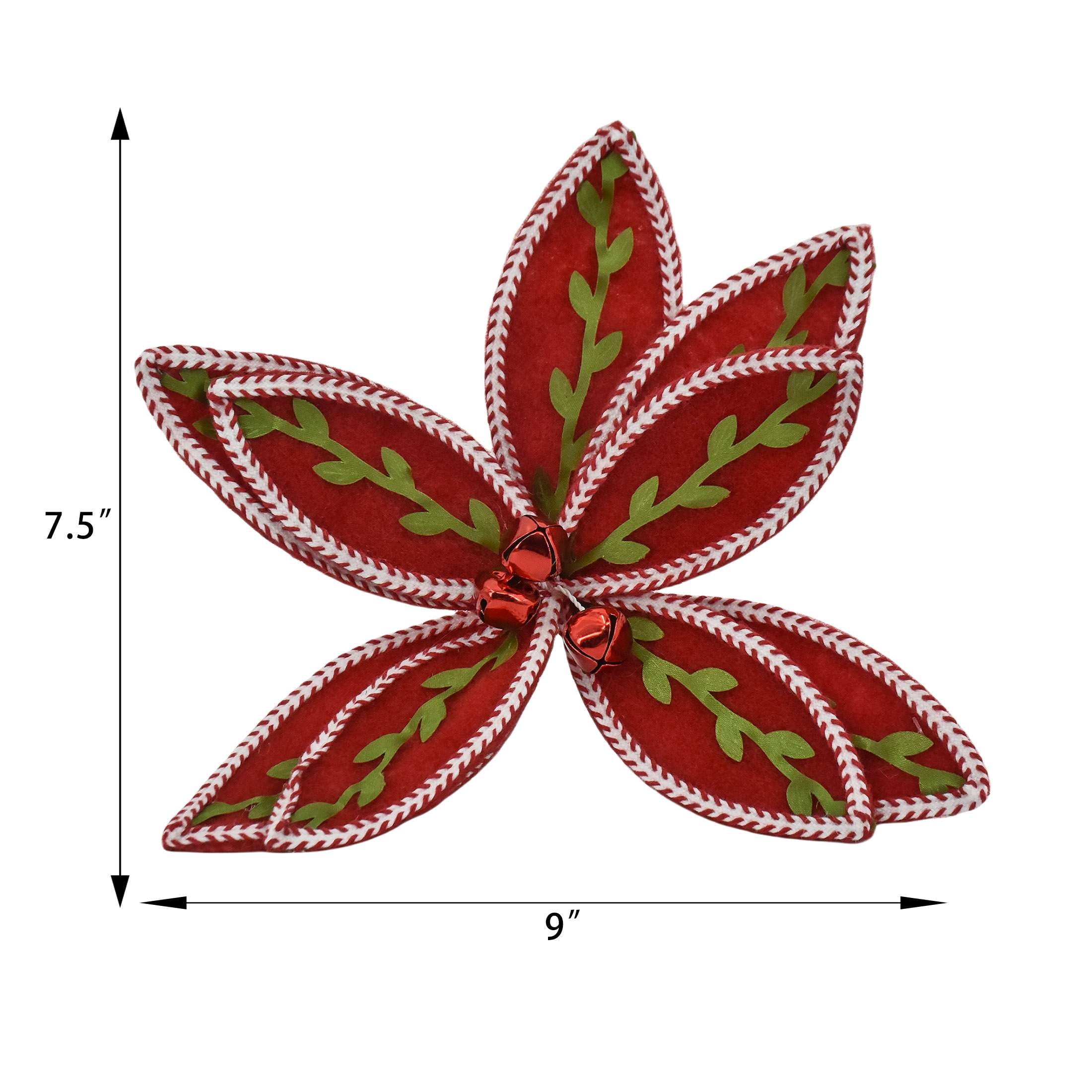 Red Poinsettia Christmas Clip Ornament, 7", by Holiday Time