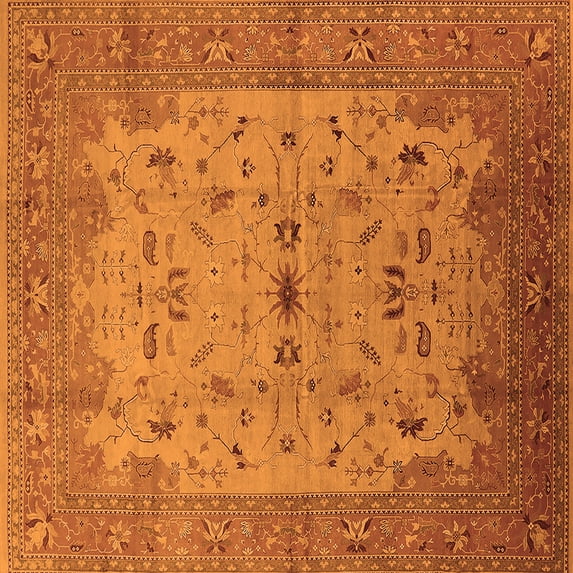 Ahgly Company Indoor Square Oriental Orange Traditional Area Rugs, 5' Square