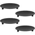 thumbnail image 1 of Portavelas de placa de hierro: Portavelas de diámetro de placa de vela de pilar de hierro decorativo Portavelas para velas LED y de cera Boda Navidad Spa | Juego de 4 candelabros (negro) Fason ZJWJ494, 1 of 6