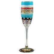 Set of 2 Mosaic Carnival Confetti Hand Painted Champagne Flute Glass 5.75 Oz. by Crafted Creations