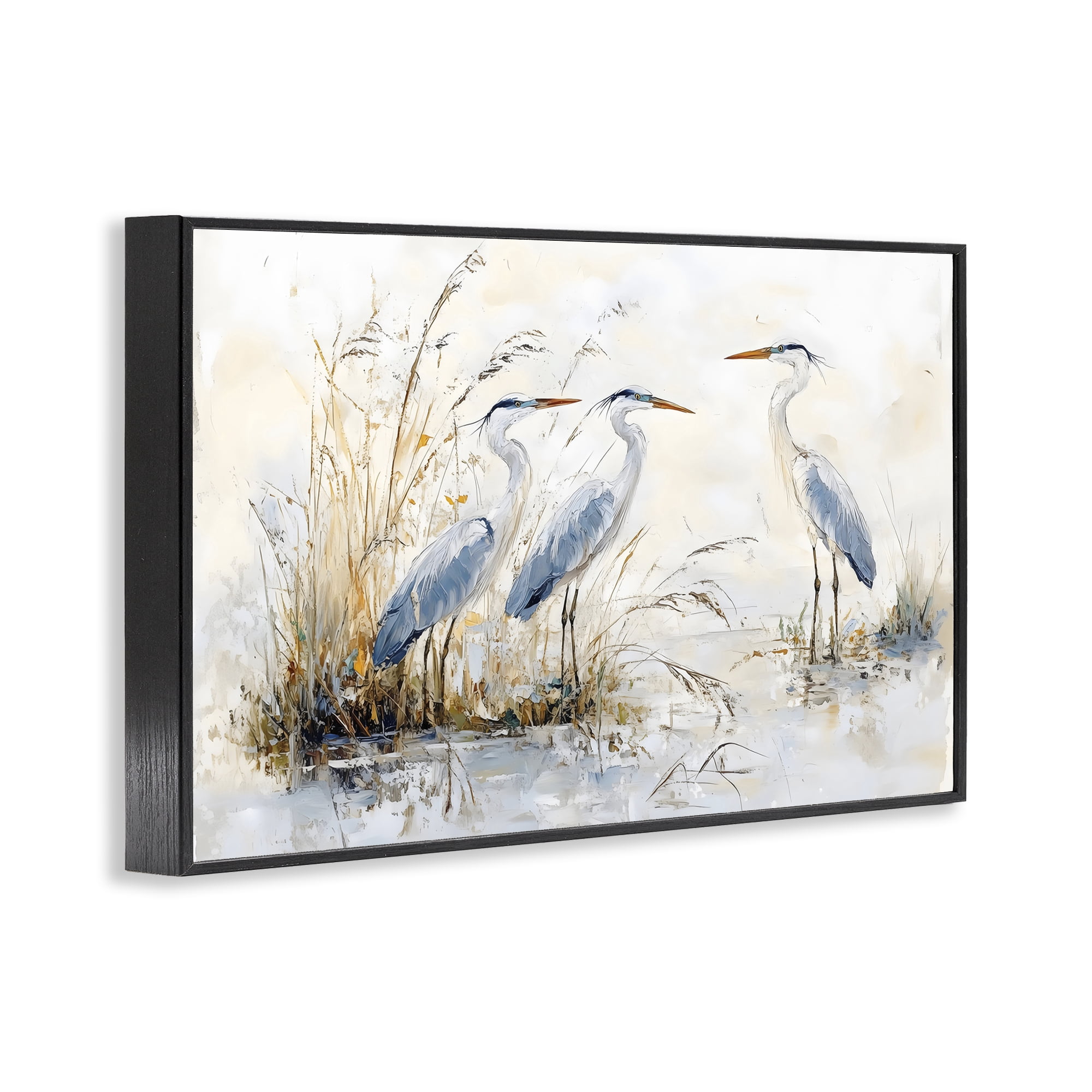 Stupell Industries Blue Heron Trio in Wetlands Black Framed Giclee Art, design by LSR Design Studio