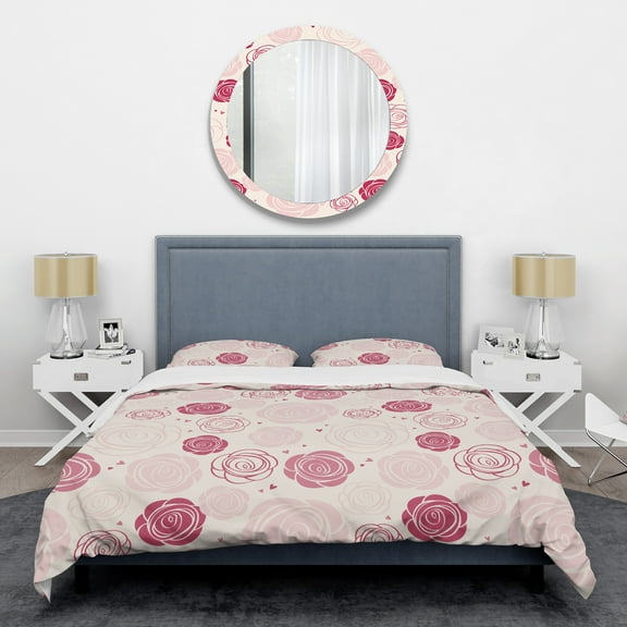 Designart 'roses pattern' Mid-Century Modern Duvet Cover Set