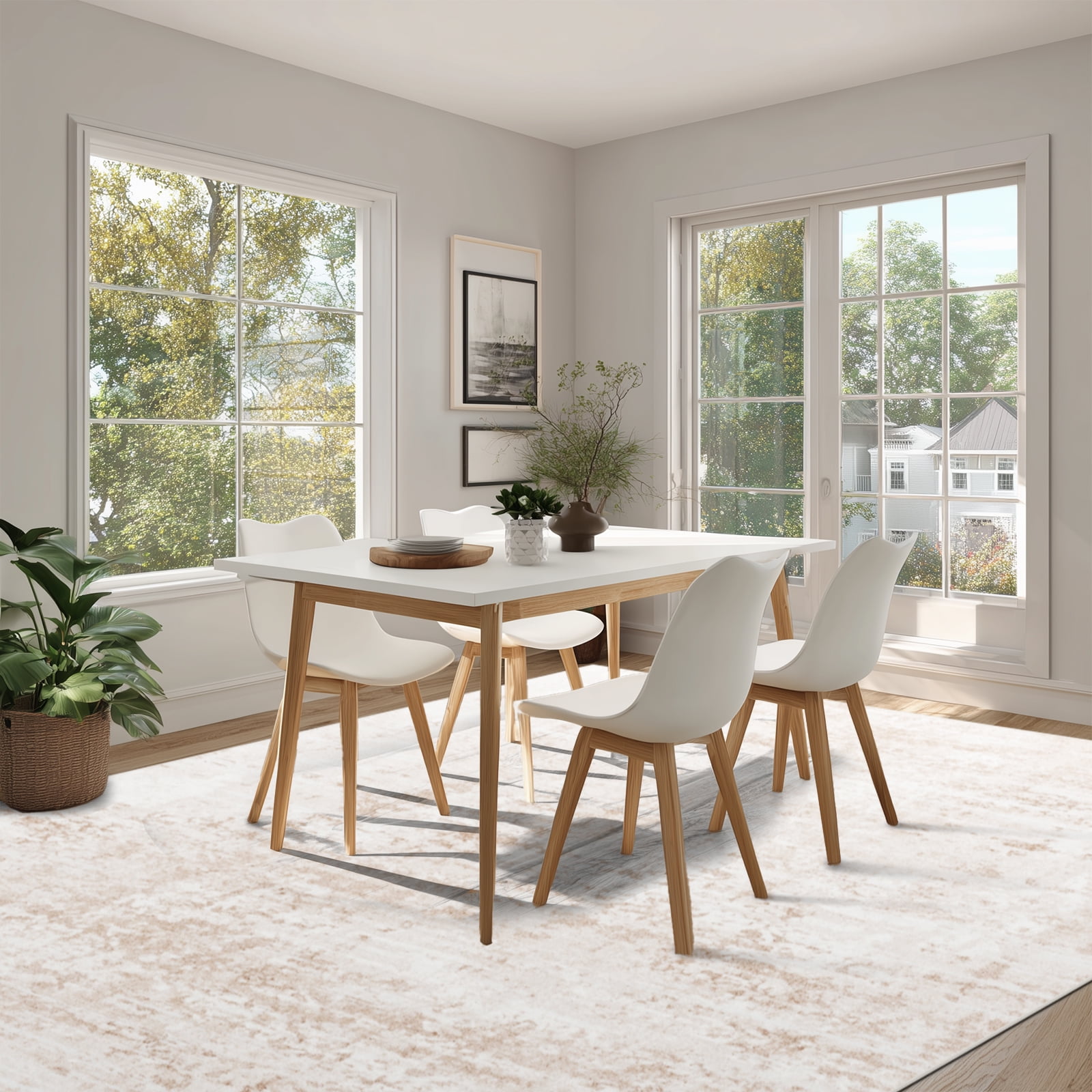Area Rugs for Living Room, Homasen 8'x10' Washable Indoor Rug Boho White Beige, Soft Low Pile Stain Resistant Carpet for Bedroom, Dinning Room