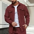 thumbnail image 5 of Lmnyox Men's Shirt Jacket Vintage Fashion Solid Long Sleeve Button Down Shirt with Pocket Classic Casual Jacket, 5 of 6