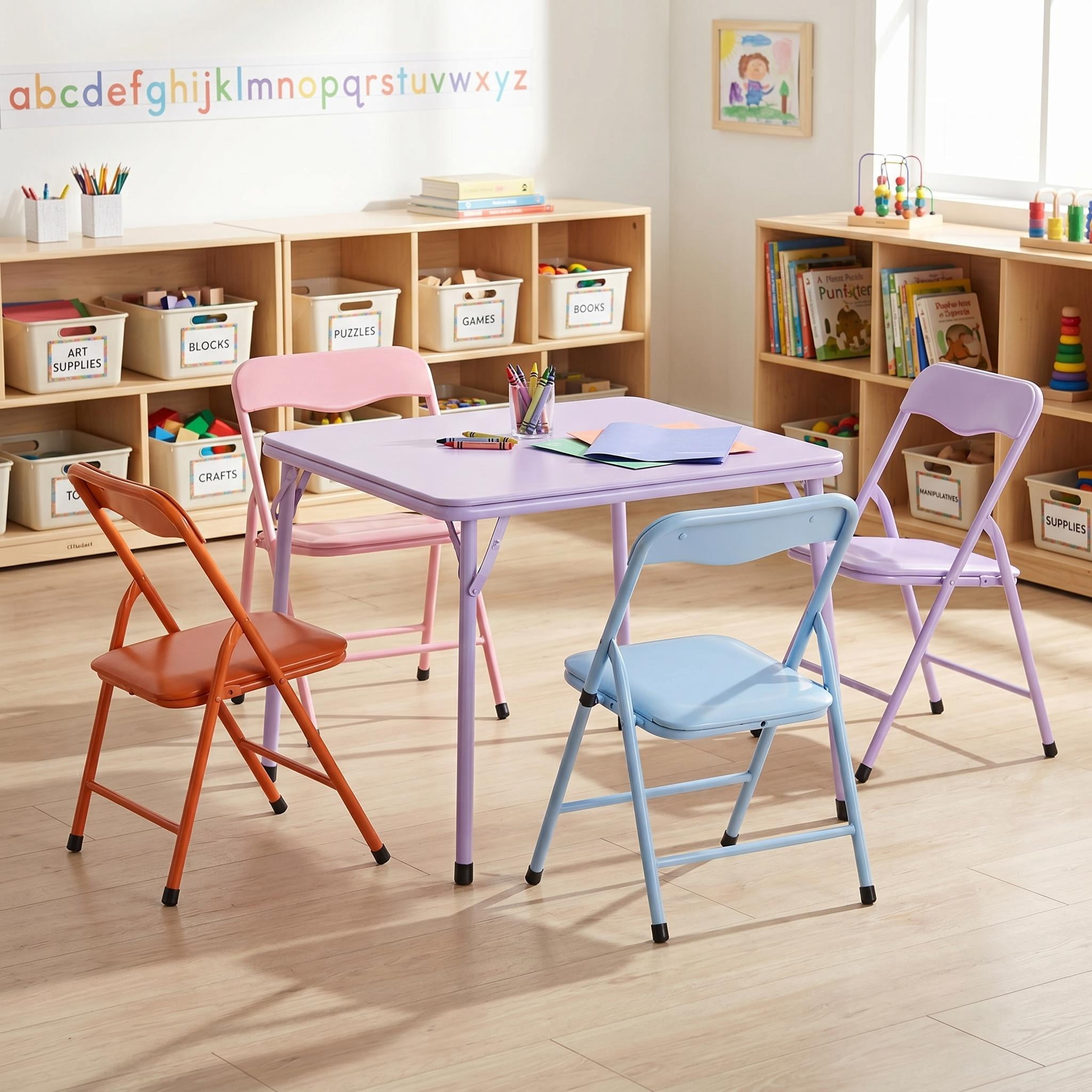 Homy Casa Kids Picnic Table and Chair Set, Foldable Outdoor Play Set for Camping, Party, or Backyard Fun