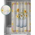 thumbnail image 3 of Shower Curtain Bathroom Set Watercolor Daisy Flower Leaves Waterproof Fabric Shower Curtains with Grommets&Hooks Floral Bottle on Burlap Privacy Bath Curtain for Bathtub 72x84in, 3 of 7