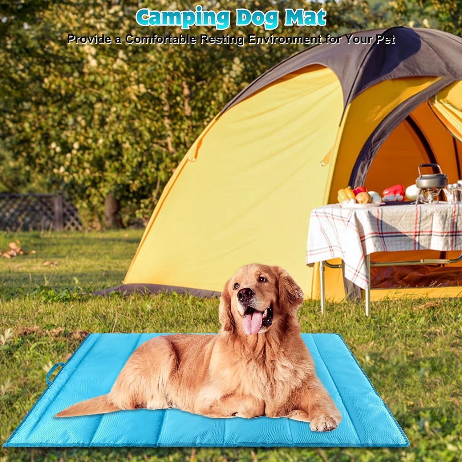 Large Outdoor Dog Bed Mat, Portable Waterproof Camping Dog Mat, Washable Dog Travel Mat with Carry Bag for Medium and Large Dogs Sleeping, 57"X39"