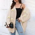 thumbnail image 6 of Winter Coats for Women Fall Sweaters for Women 2025 Women Solid Color Botton Fall And Winter Long Sleeve Cardigan Fashion Coat, 6 of 7