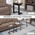 thumbnail image 3 of Rustic Brown Nesting End Tables - Set of 3 Industrial C-Shape Snack Side Tables for Sofa, Couch, Living Room, Bed, Compact Storage Design, 3 of 7