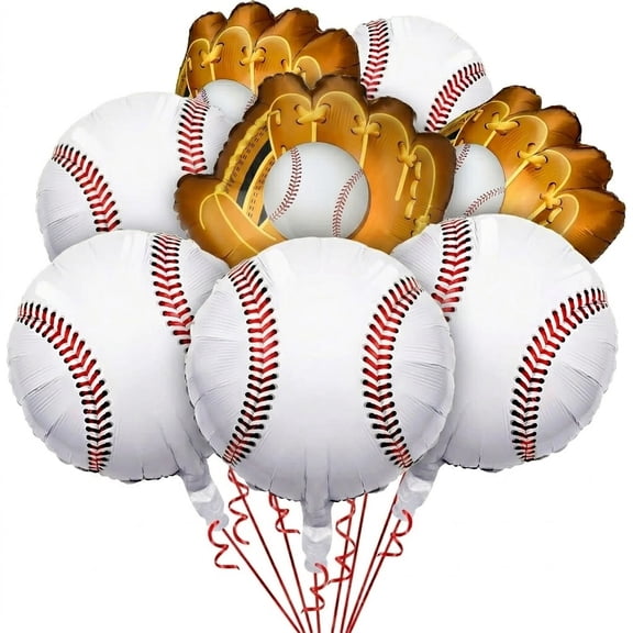 BlinkL Skylety 8 Pcs Baseball Balloons Baseball Foil Glove Balloon Birthday Party Decorations 18 Inch Sports Themed Senior Night Decorations Supplies