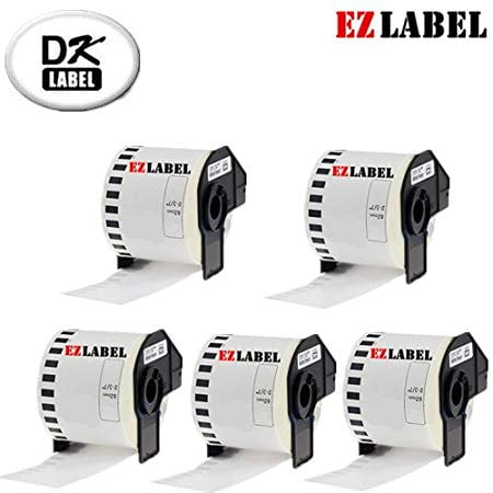 5 Rouleaux Brother DK-N5224 Étiquette Blanche Continue Non Adhésive pour badges de Nom 2.1 Pouces x 100 Pieds( 54mm x 30.4m)
