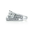 thumbnail image 3 of BERRICLE Sterling Silver 3-Stone Wedding Engagement Rings 1.6 Carat Princess Cut Cubic Zirconia CZ Ring Set for Women, Rhodium Plated Size 5.5, 3 of 13