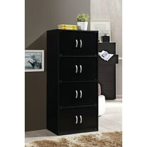 Hodedah 4-Shelf, 8-Door Multipurpose Cabinet, Black