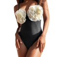 thumbnail image 1 of Gibobby Conjunto de Bikini Traje de baño sexy de vacaciones en la playa ajustado con flores en 3D y bloques de colores con correa de para mujer(Negro,G), 1 of 5