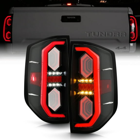 "3D Infinity Mirror" Full LED Tail Lights For 2014-2021 Toyota Tundra Black